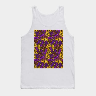 Botanicals and Dots - Hand Drawn Design - Orange, Purple, Pink, Yellow, Black Tank Top